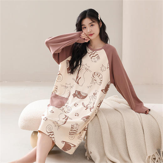 康妮雅女式长袖睡裙 商品图8