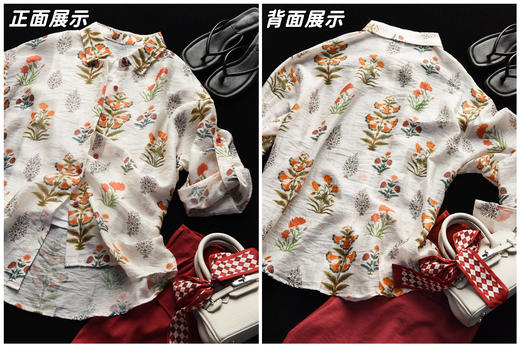 天丝麻植物印花防晒衬衫浪漫复古多风格防晒衫 商品图14