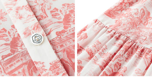 D家复古印花收腰法式知性丝棉连衣裙 商品图9