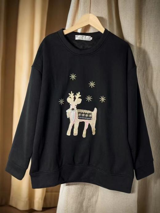 【诗铭洛可】（加绒）1585卫衣麑鹿重工刺绣秋冬A3-1 商品图1