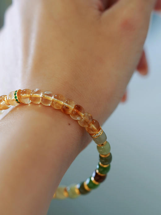草莓晶、ZC黄水晶、和田碧玉手链 商品图5