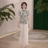 DL-CZL623国风立领小衫两件套夏款妈妈装C时尚复古小鹿印花洋气T恤女士套装 商品缩略图0