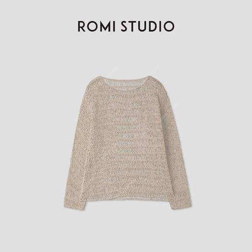 ROMI STUDIO“纵横交织”亚麻棉混纺手工钩织镂空罩衫 RWCRSZ3292 【发货时间：25-30天】 商品图1