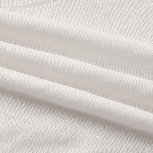 ROMI STUDIO 亚麻长绒棉轻薄空气感白色圆领长袖针织衫RWBRSZ1765 商品图3