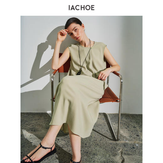 棉仓3631516009-IACHOE含三醋酸一粒扣连衣裙 商品图1