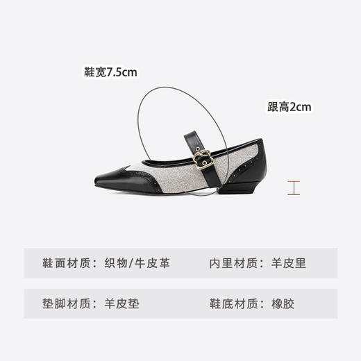 Westory2025年秋季平底方头拼接撞色玛丽珍单鞋W25CE75861 商品图9