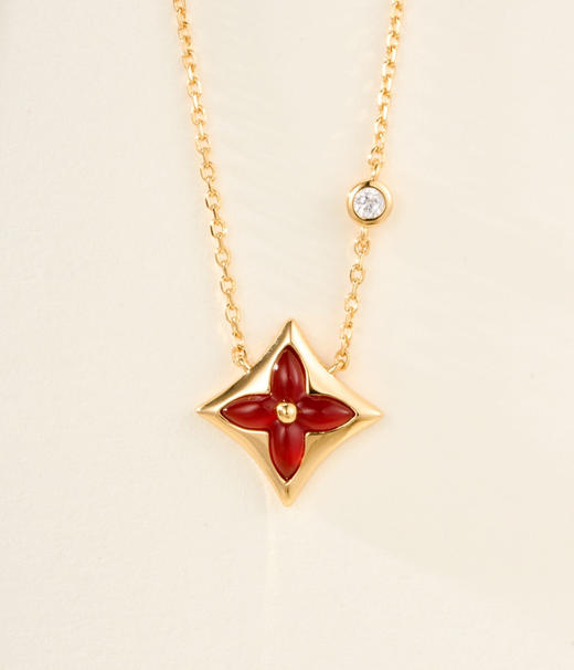 老花天然石针织贝母菱形项链 商品图5