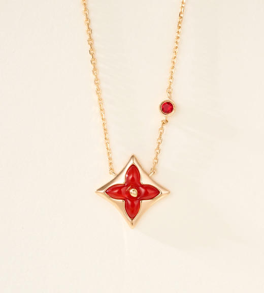 老花天然石针织贝母菱形项链 商品图2