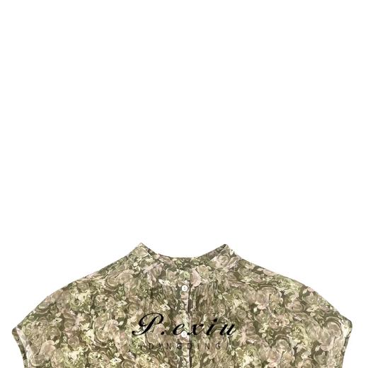 04-3潘依绣丁丁宠粉【两面穿】天丝显瘦碎花塌肩袖衬衫 W-61452 商品图2