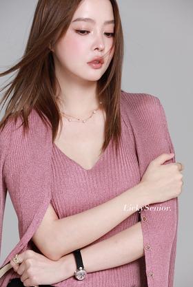 新款进口闪闪纱针织莱赛尔天丝麻开衫背心两件套