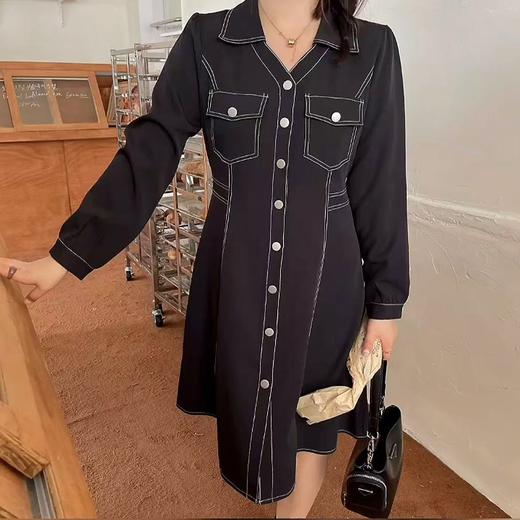 【诗铭洛可】7607明线连衣裙小V裙B22-1 商品图2