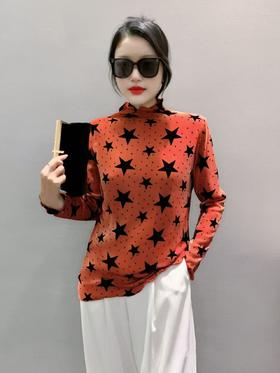 【诗铭洛可】（加绒）6472打底衫星星木耳边堆堆领A3-4