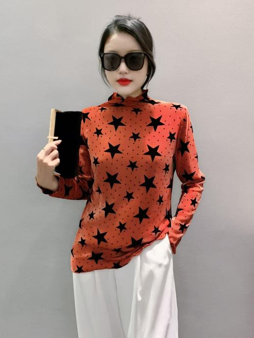 【诗铭洛可】（加绒）6472打底衫星星木耳边堆堆领A3-4 商品图0