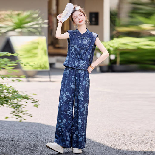 【预售3天】时尚新中式印花两件套  ZYQ25113 商品图1