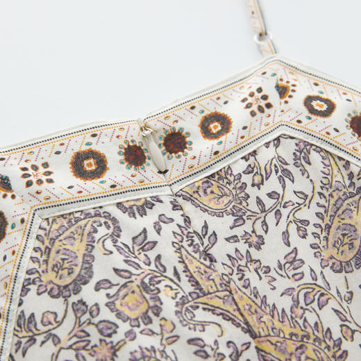 ROMI STUDIO“复古优雅”度假风手绘印花V领吊带连衣裙 RWCRLY3084 【发货时间：25-30天】 商品图3