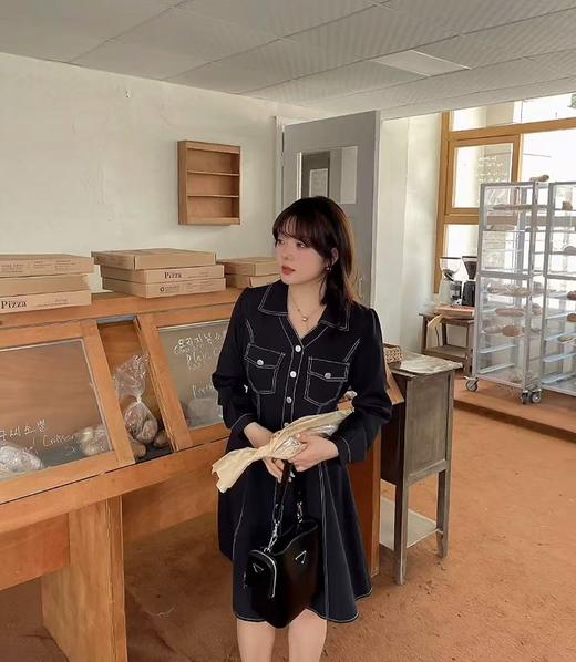 【诗铭洛可】7607明线连衣裙小V裙B22-1 商品图4