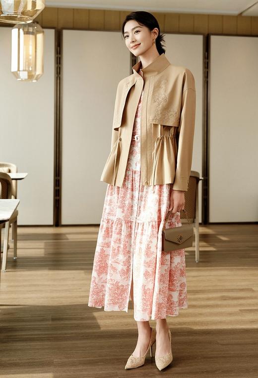 D家复古印花收腰法式知性丝棉连衣裙 商品图8