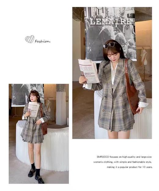 【诗铭洛可】XCA416西服外套格子中长单件外套B22-1 商品图4