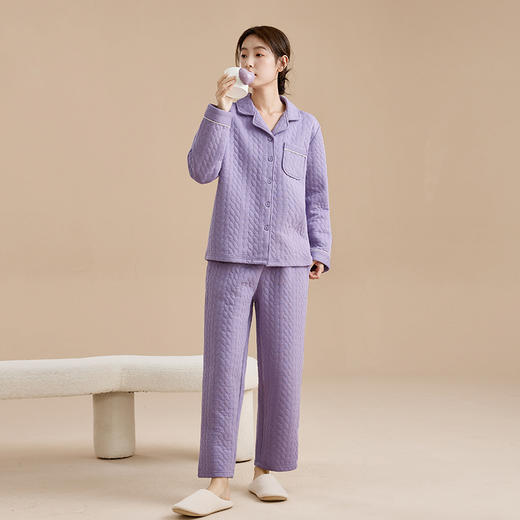 康妮雅女式长袖长裤开襟套装 商品图1