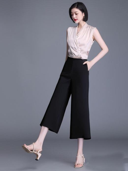 【诗铭洛可】6301阔腿裤后拉链显瘦夏季七分裤A4-3 商品图0
