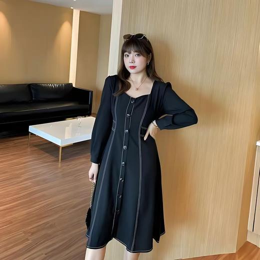 【诗铭洛可】XC7271排扣明线长袖连衣裙A15-2 商品图0