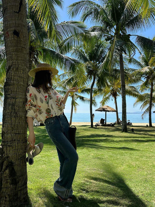 天丝麻植物印花防晒衬衫浪漫复古多风格防晒衫 商品图9