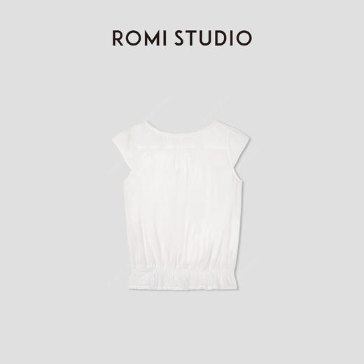 ROMI STUDIO“忽然法式”蕾丝花边U领小飞袖轻柔短袖上衣RWCRS64421 商品图1