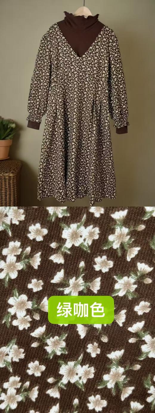 【诗铭洛可】XC774连衣裙假两件木耳边长袖撞色裙A1-2 商品图5