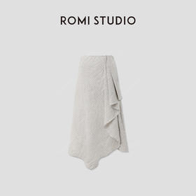 ROMI STUDIO“灵动优雅”100%色纺亚麻不规则条纹半身裙 RWCRXW4538 【发货时间：25-30天】