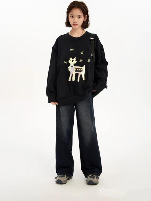 【诗铭洛可】（加绒）1585卫衣麑鹿重工刺绣秋冬A3-1 商品图2