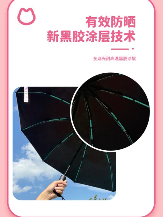 糗糗庄园原创晴雨两用自动遮阳雨伞 商品图3