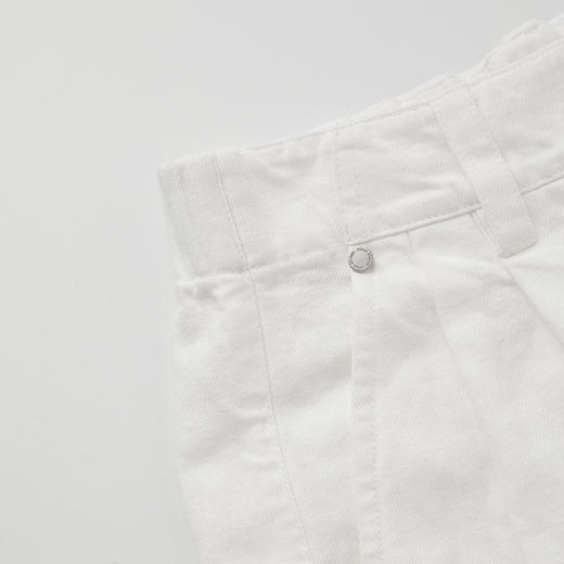 ROMI STUDIO“简约雅致”亚麻棉混纺双褶立裁直筒短裤 RWCSXD2859 商品图2