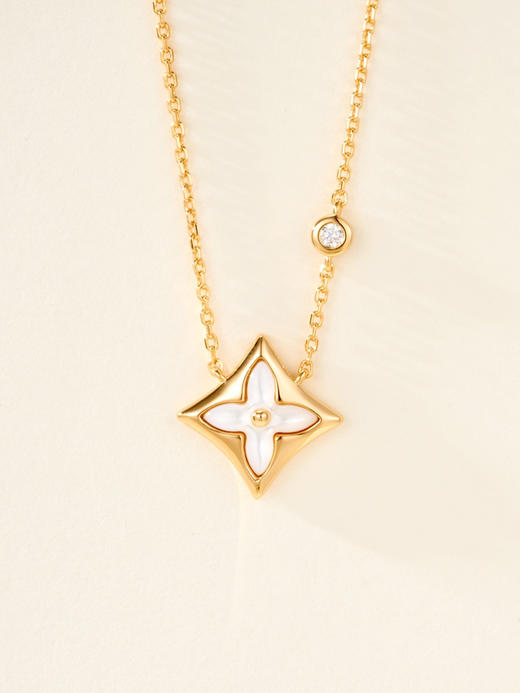 老花天然石针织贝母菱形项链 商品图1