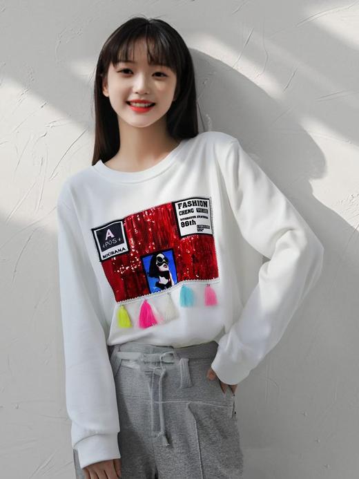 【诗铭洛可】0241卫衣亮片彩色流苏毛圈卫衣A3-1 商品图2