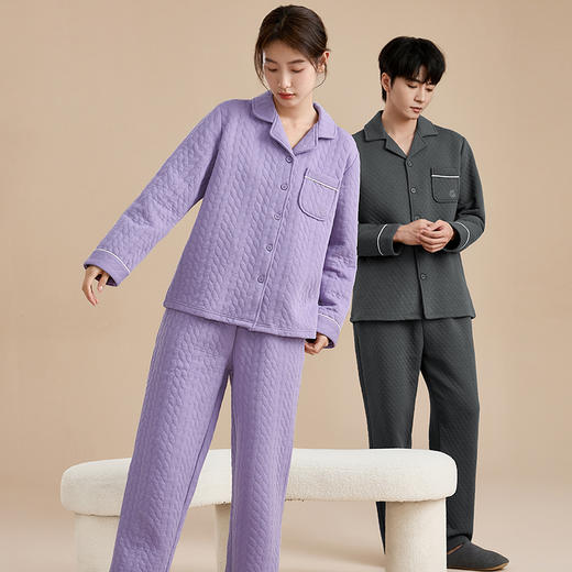 康妮雅女式长袖长裤开襟套装 商品图3