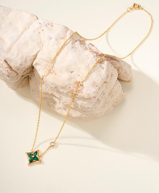 老花天然石针织贝母菱形项链 商品图9