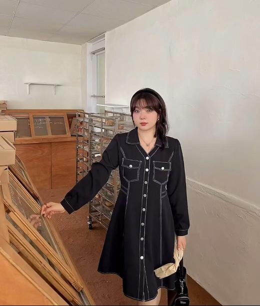 【诗铭洛可】7607明线连衣裙小V裙B22-1 商品图3