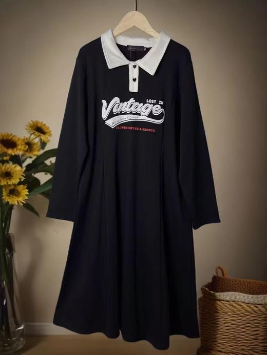 双十二福利！【诗铭洛可】XC7818连衣裙翻领POLO拼色长袖品质裙 商品图1