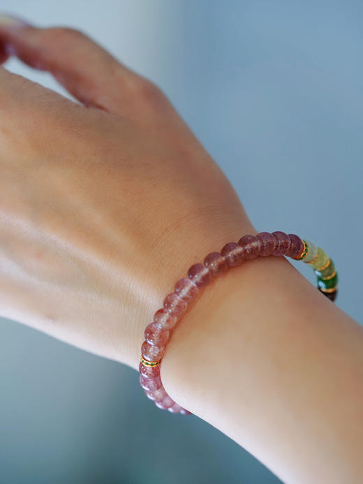 草莓晶、ZC黄水晶、和田碧玉手链 商品图4