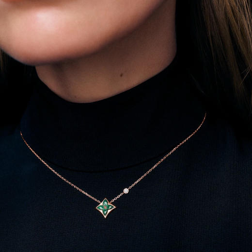 老花天然石针织贝母菱形项链 商品图10