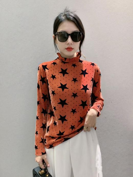 【诗铭洛可】（加绒）6472打底衫星星木耳边堆堆领A3-4 商品图4