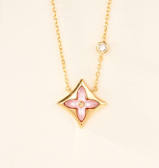 老花天然石针织贝母菱形项链 商品图4