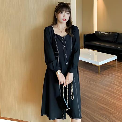 【诗铭洛可】XC7271排扣明线长袖连衣裙A15-2 商品图3