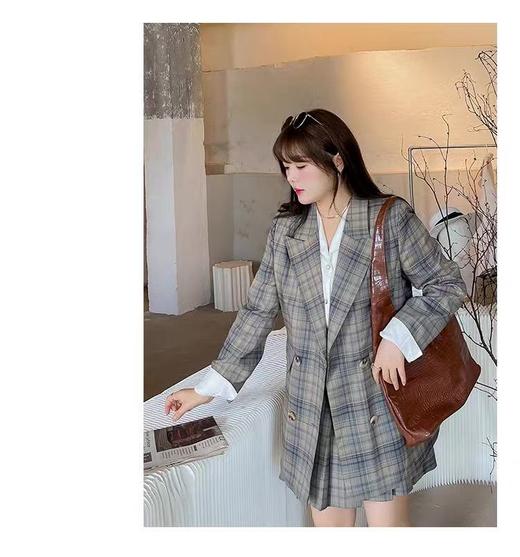 【诗铭洛可】XCA416西服外套格子中长单件外套B22-1 商品图5
