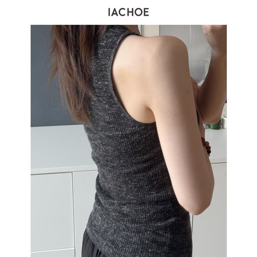 棉仓3631503003-IACHOE含亚麻杂灰色工字背心 商品图2