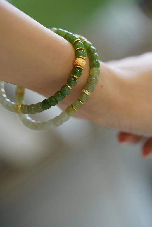 草莓晶、ZC黄水晶、和田碧玉手链 商品图8