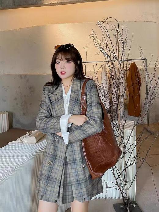 【诗铭洛可】XCA416西服外套格子中长单件外套B22-1 商品图1