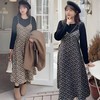 【诗铭洛可】（加绒款）W703连衣裙假两件碎花秋冬裙A1-1 商品缩略图0