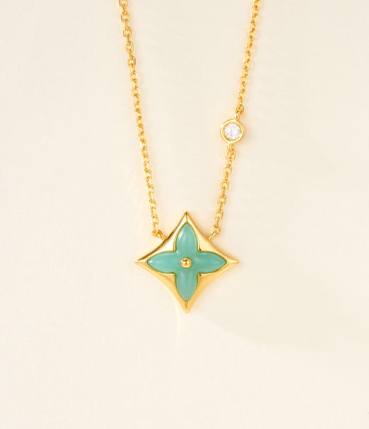 老花天然石针织贝母菱形项链 商品图7