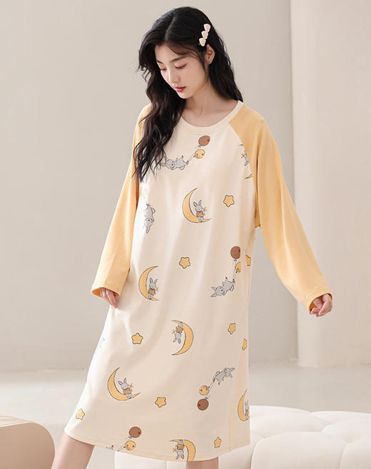 康妮雅女式长袖睡裙 商品图7